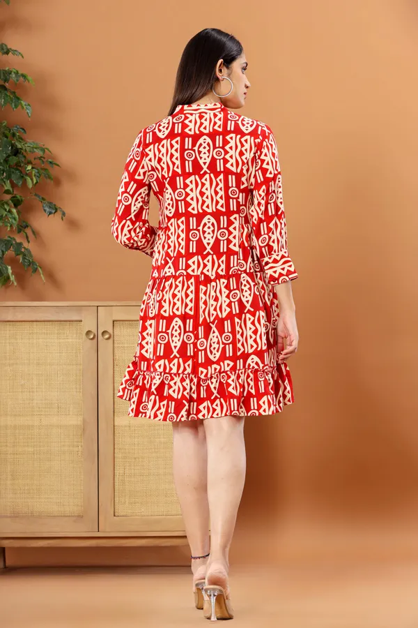 Trendy_Rayon_Printed_Western_Maroon_Dress