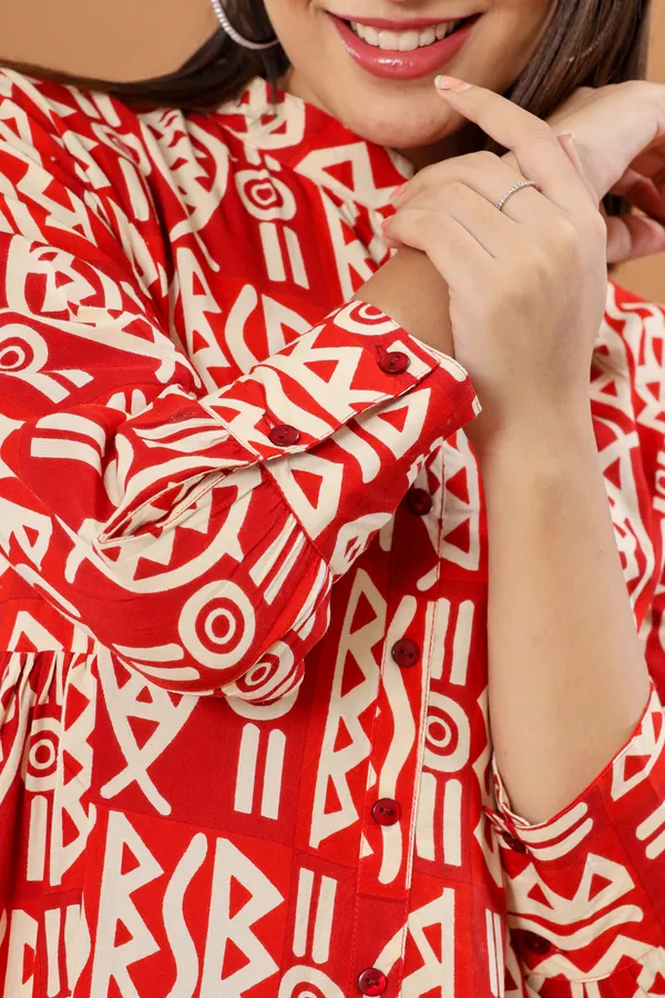 Trendy_Rayon_Printed_Western_Maroon_Dress
