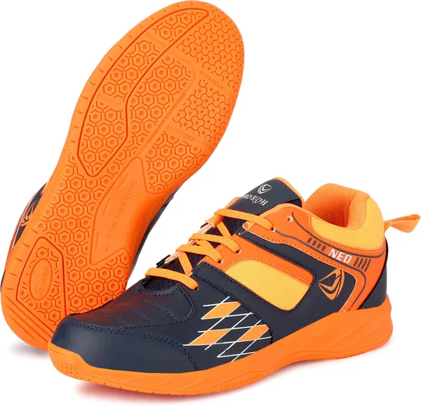 Orange_Synthetic_Leather_Non-Marking_Power_Cushion_Training_Shoes