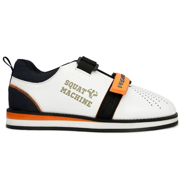 PRO_KVH_Weightlifting_Squat_Shoes,_Deadlift_Shoes,Weight_Lifting_Shoes_for_Heavy_Lifting_Weight_Training,Fitness_Cross-Trainer_Barefoot_&_Minimalist_Sneakers_Gym_Training_Shoes_for_Men_White-Orange_(12UK/IND)