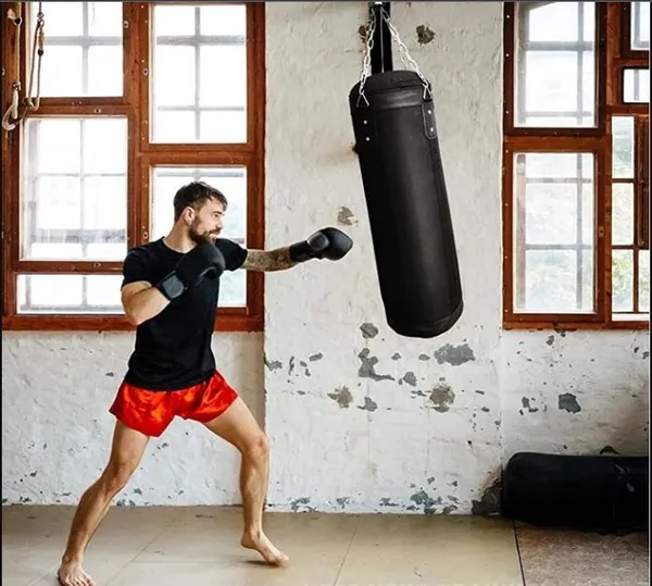 Liffo Black Boxing Punching Bag With Stainless Steel Hanging Chain 2,3,4  Feet Unfilled Synthetic Leather For (MMA,Kickboxing,Muay