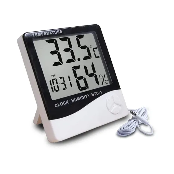 Measurement_Room_Temperature_Device_Meter_Humidity_Monitor_HTC-1_Incubator_with_Rest_Stand_and_Accurate_Indoor_LCD_Thermometer_Display_&_Wall_Mount_Clock_(White)