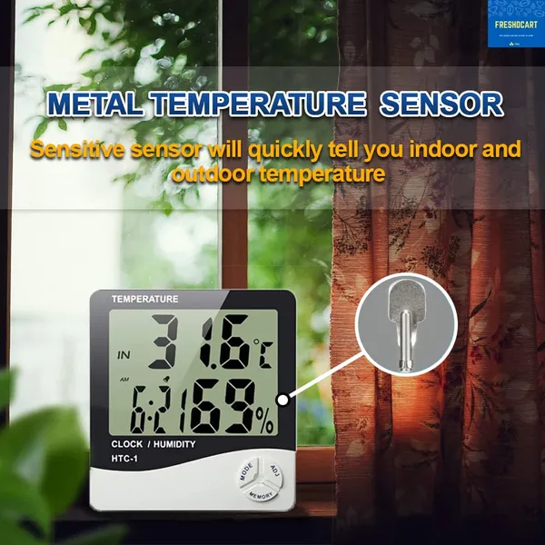 Measurement_Room_Temperature_Device_Meter_Humidity_Monitor_HTC-1_Incubator_with_Rest_Stand_and_Accurate_Indoor_LCD_Thermometer_Display_&_Wall_Mount_Clock_(White)