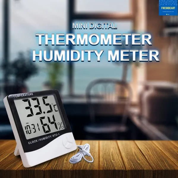 Measurement_Room_Temperature_Device_Meter_Humidity_Monitor_HTC-1_Incubator_with_Rest_Stand_and_Accurate_Indoor_LCD_Thermometer_Display_&_Wall_Mount_Clock_(White)