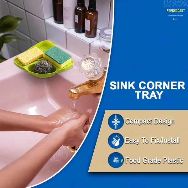 Kitchen_Sink_Corner_Tool_with_Tray_Storage_Organizer_Rack_for_Soap_Dish_Wash_Basin_(Plastic,_Green),_Pack_of_1