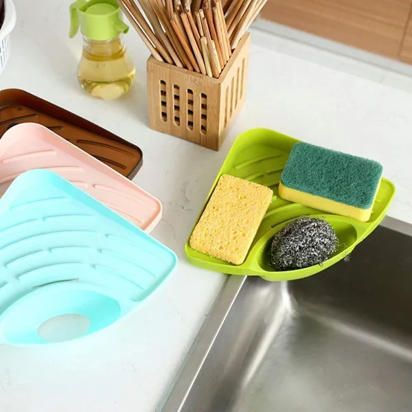 Kitchen_Sink_Corner_Tool_with_Tray_Storage_Organizer_Rack_for_Soap_Dish_Wash_Basin_(Plastic,_Green),_Pack_of_1