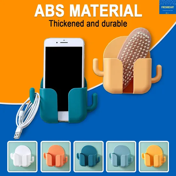 Self-Adhesive_Phone_Charging_Stand_|_Wall_Mount_Mobile_Holder_with_2_Hook_Mobile_Phone_Charger,_Phone_Holder_for_Bedroom_Kitchen_Office_(Multicolor,Pack_of_4)