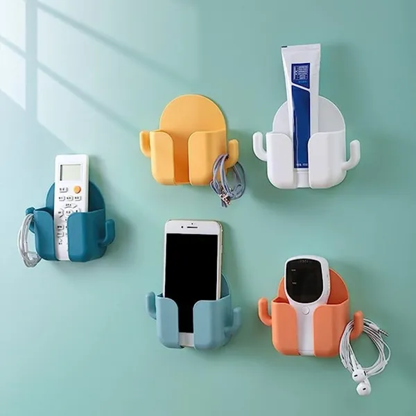 Wall_Mount_Phone_Holder_|_Mobile_Charging_Stand_with_2_Hook_Phone_Holder_for_Bedroom_Kitchen_Bathroom_Office_(Multicolor,Pack_of_4)