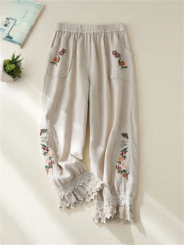 Best_seller_summer_embroidery_pure_cotton_pants