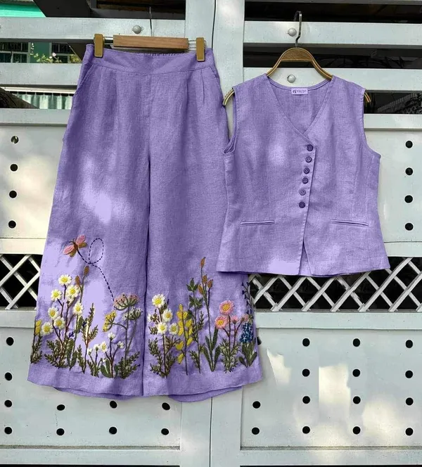 New_Summer_wear_cotton_lenin_co-ord_set
