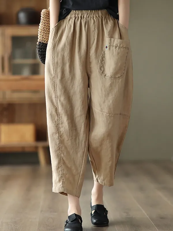 Best_seller_summer_embroidery_pure_cotton_pants