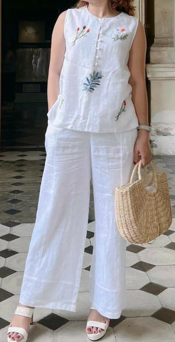 Elegent_Summer_cotton_lenin_co-ord_set