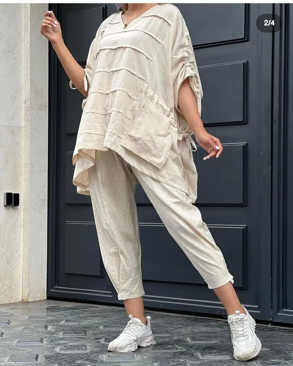 New_Summer_wear_cotton_lenin_co-ord_set