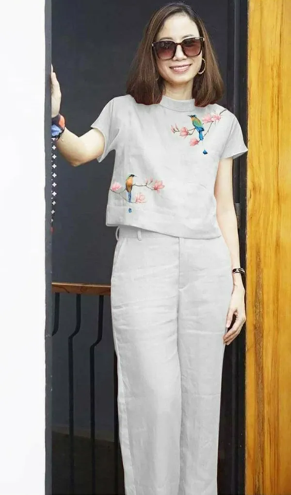 Elegent_Summer_cotton_lenin_co-ord_set