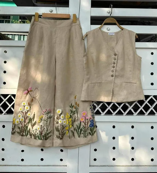 New_Summer_wear_cotton_lenin_co-ord_set