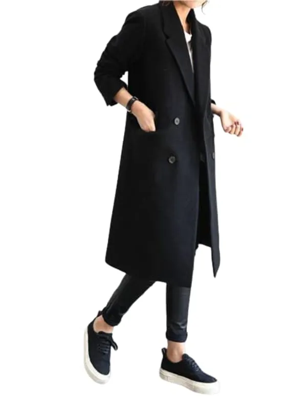 Generic_Girl'S_Woollen_Coat_Black_Xs