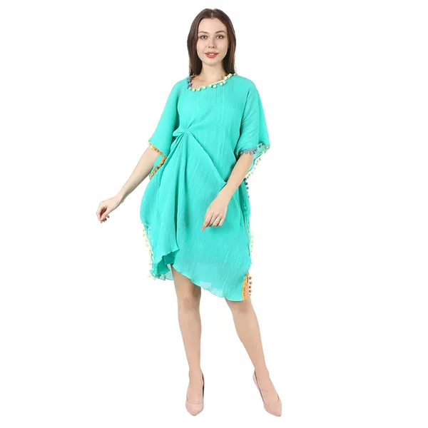 Women'S_Polly_Georget_Dress_Green_Kaftan_|_Round_Neck_|_Full_Length_Dress