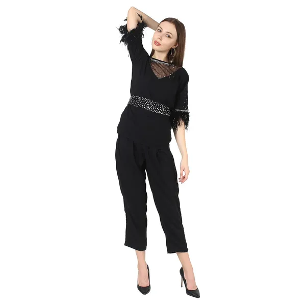 Women'S_Summer_Georget_Overall_Black_Silver_Embroidry_Cood_Set_Best_Look_This_Party_Season_|_High_Neck_|_Coode_Set