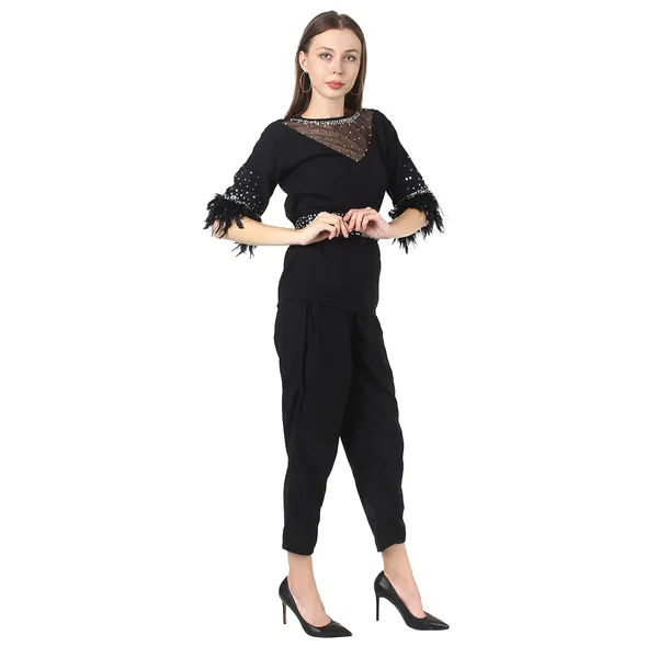 Women'S_Summer_Georget_Overall_Black_Silver_Embroidry_Cood_Set_Best_Look_This_Party_Season_|_High_Neck_|_Coode_Set