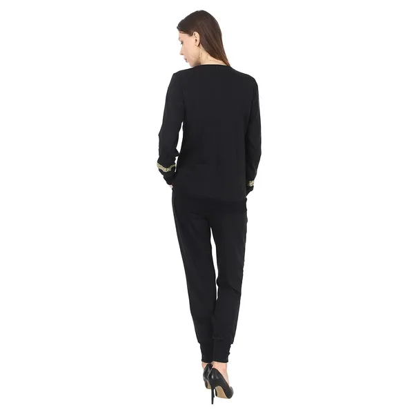 Women'S_Winter_Tracksuit_Black_Multi_Colour_Feather_Embroidery_Set_|_High_Neck_|_Tracksuit