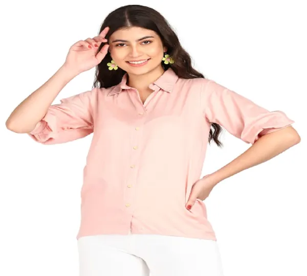 100%_Cotton_Women'S_Plain_Pink_Shirt