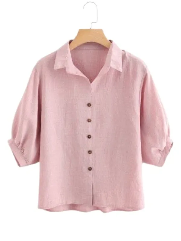 100%_Cotton_Women'S_Plain_Pink_Shirt