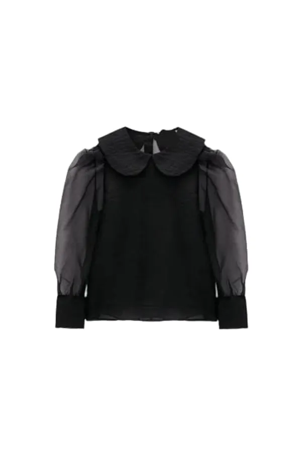 Black_Cotton_Party_Top_With_Organza_Sleeves
