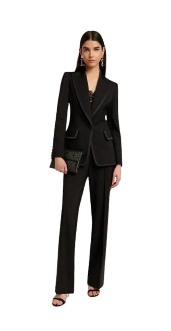 Women_Co-Ord_Set_Twill_Lycra/Cotton_Long_Sleeve_Shirt_And_Full_Length_Trouser_Pant_Western_Dress(Black)