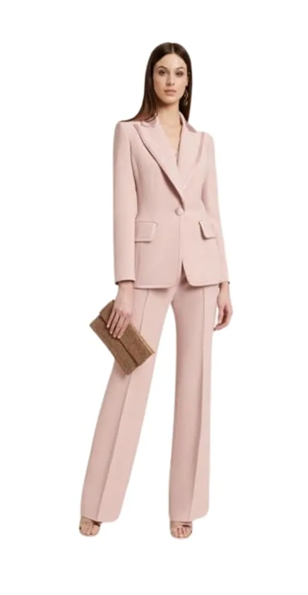 Women_Co-Ord_Set_Twill_Lycra/Cotton_Long_Sleeve_Shirt_And_Full_Length_Trouser_Pant_Western_Dress(Light_Pink)