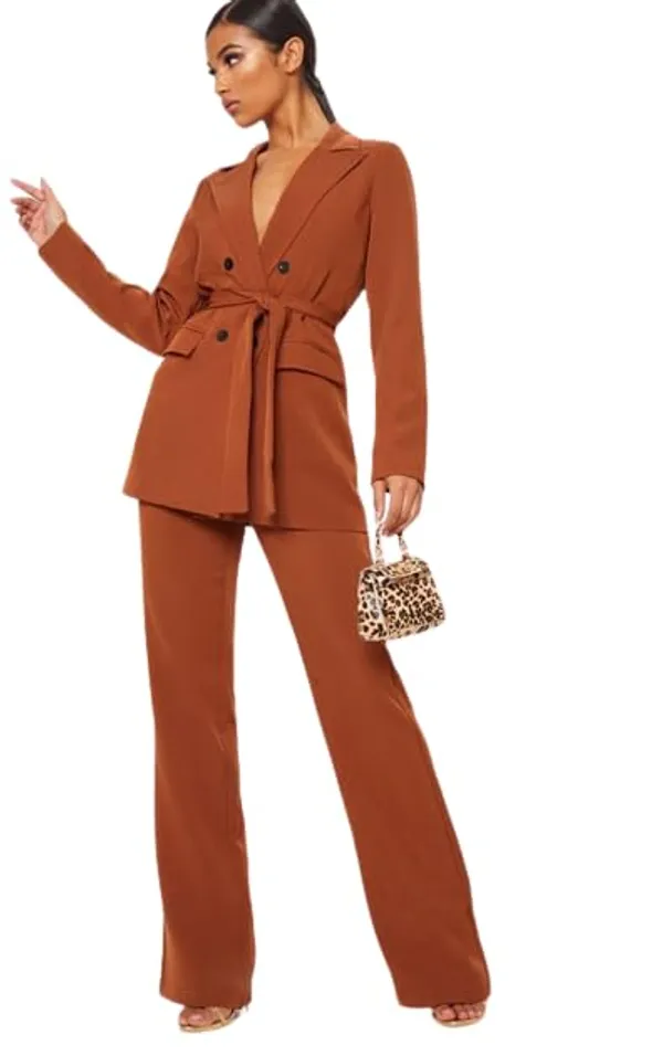 Women_Co-Ord_Set_Twill_Lycra/Cotton_Long_Sleeve_Shirt_And_Full_Length_Trouser_Pant_Western_Dress(Oranage)