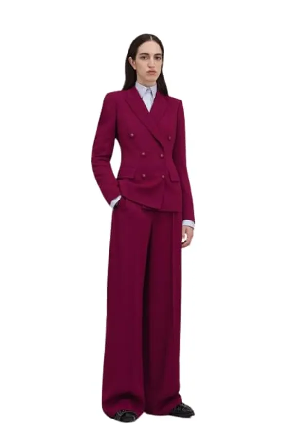 Women_Co-Ord_Set_Twill_Lycra/Cotton_Long_Sleeve_Shirt_And_Full_Length_Trouser_Pant_Western_Dress(Pinks)