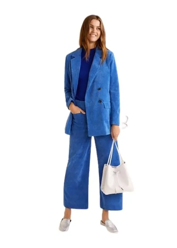 Women_Co-Ord_Set_Twill_Lycra/Cotton_Long_Sleeve_Shirt_And_Full_Length_Trouser_Pant_Western_Dress(Royal_Blue)