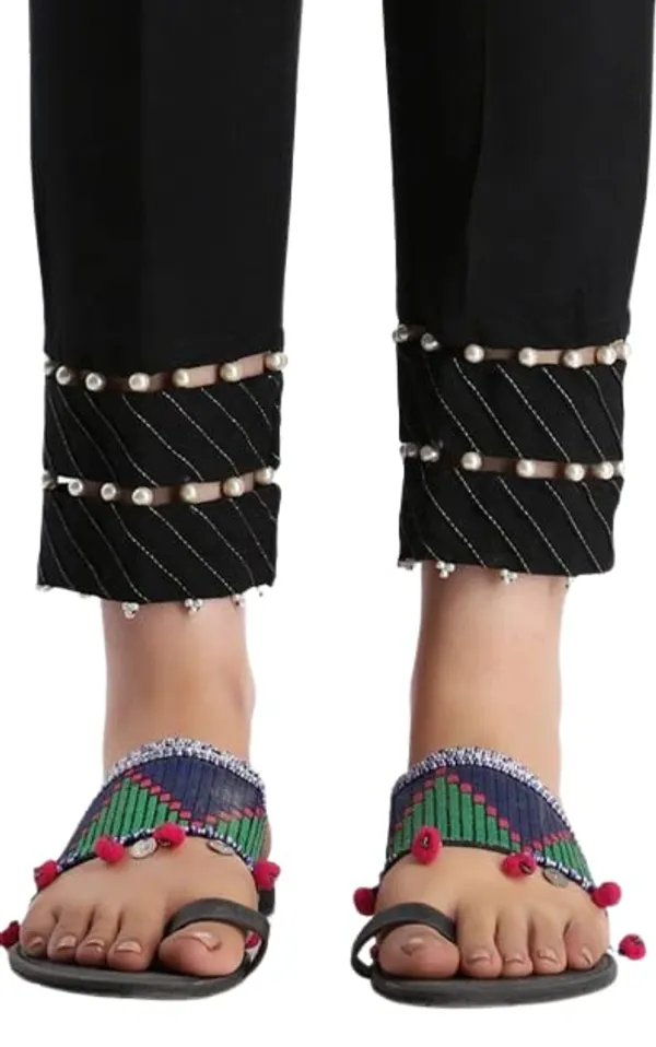 Women'S_Black_Cotton_Lycra_Pearl_Details_Pants_|_Black_|