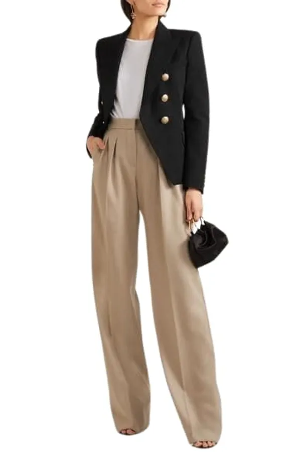 Women'S_Co-Ord_Set_Twill_Lycra/Cotton_Long_Sleeve_Shirt_And_Full_Length_Trouser_Pant_Western_Dress(Black)