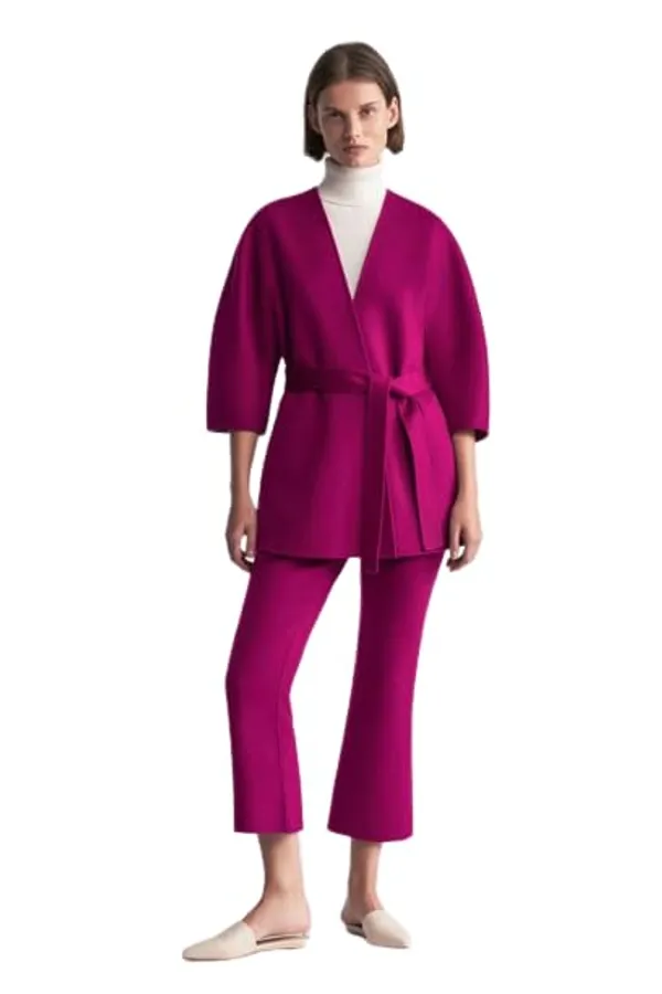Women'S_Co-Ord_Set_Twill_Lycra/Cotton'S_Long_Sleeve_Shirt_And_Full_Length_Trouser_Pant_Western_Dress(Pink)