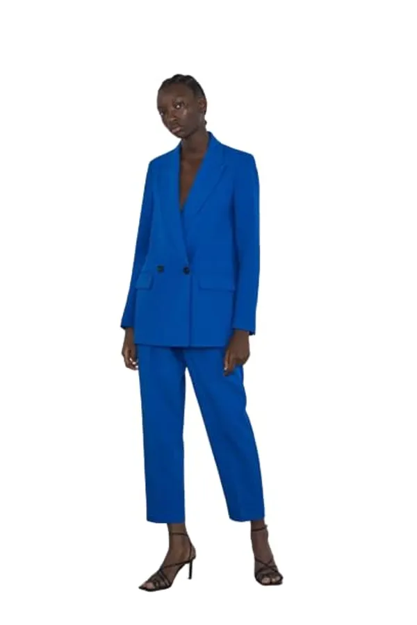 Women'S_Co-Ord_Set_Twill_Lycra/Cotton'S_Long_Sleeve_Shirt_And_Full_Length_Trouser_Pant_Western_Dress(Royal_Blue)