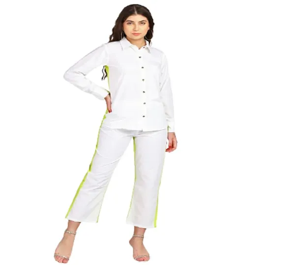 Women'S_Co-Ord_Set_(White_Plain_Cotton_Shirt_&_Waist_Pant_Set)