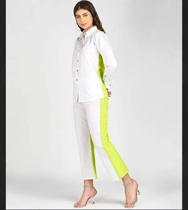 Women'S_Co-Ord_Set_(White_Plain_Cotton_Shirt_&_Waist_Pant_Set)