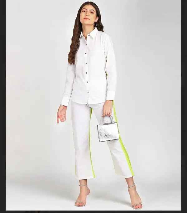 Women'S_Co-Ord_Set_(White_Plain_Cotton_Shirt_&_Waist_Pant_Set)