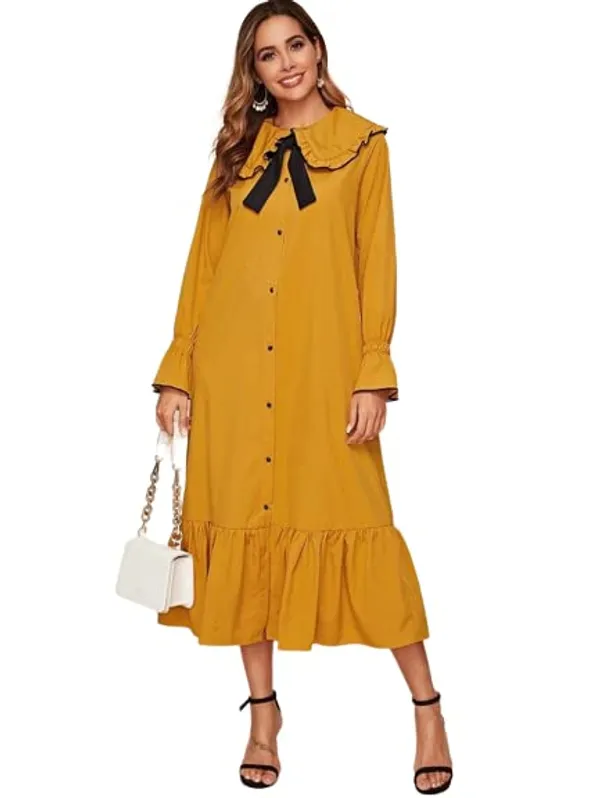 Women'S_Cotton_Dress_|_Hand_Wash_|_Solid_|_Mustard_Yellow_|_|2021-148