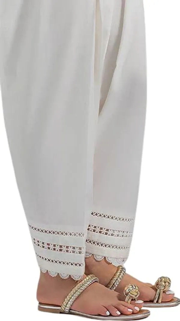 Women'S_Cotton_Salwar_Pants_With_Lace_Details_|_White_|