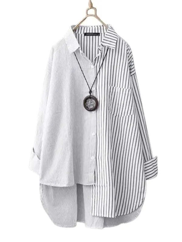 Women'S_Cotton_Shirt_|_Hand_Wash_Solid_Black/White_Stripe