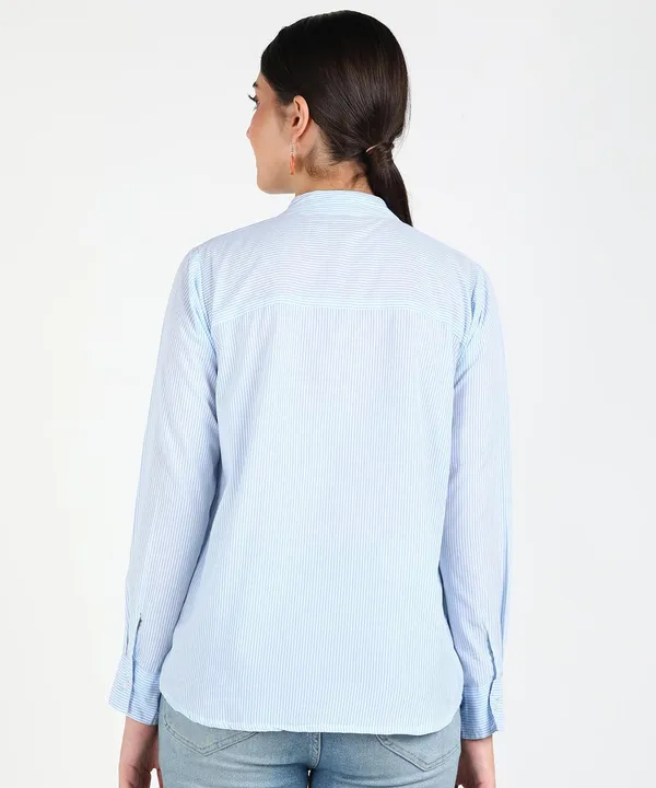 Women'S_Cotton_Shirt_|_Hand_Wash_|_Solid_|_Blue_Stripe_|_|2021-145
