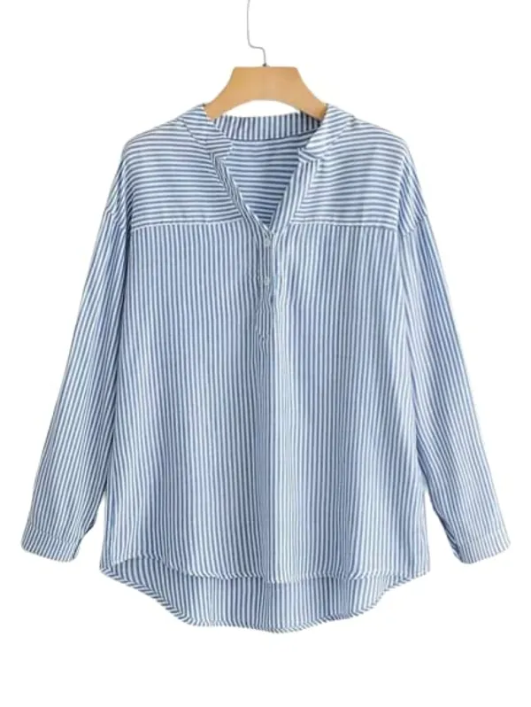 Women'S_Cotton_Shirt_|_Hand_Wash_|_Solid_|_Blue_Stripe_|_|2021-145