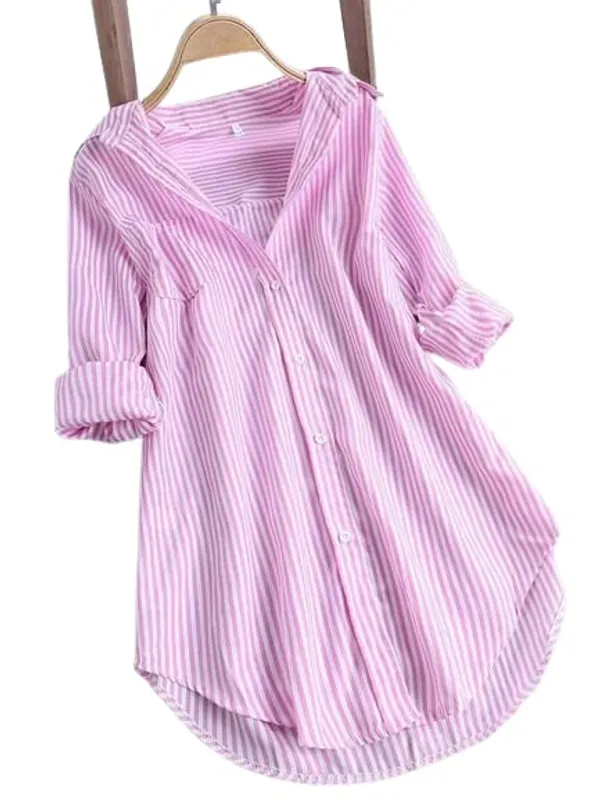 Women'S_Cotton_Shirt_|_Hand_Wash_|_Solid_|_Pink_Stripe_|_|2021-132