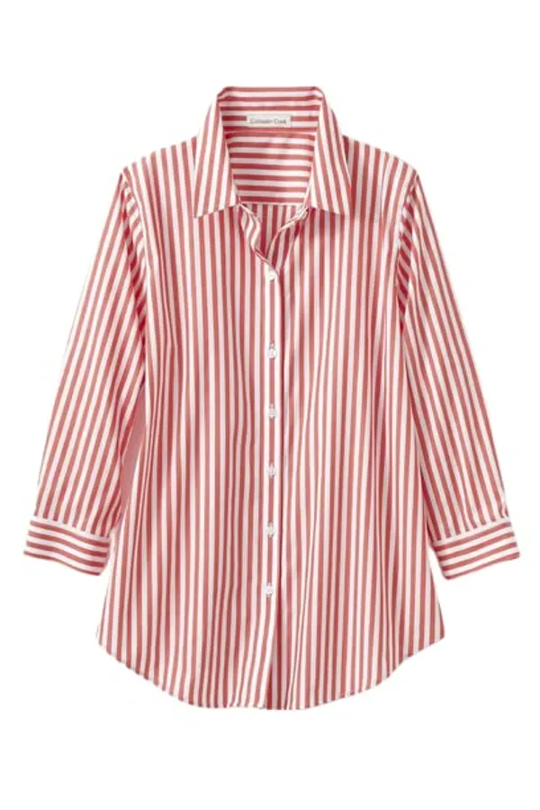 Women'S_Cotton_Shirt_|_Hand_Wash_|_Solid_|_Red_Stripe_|_|2021-143