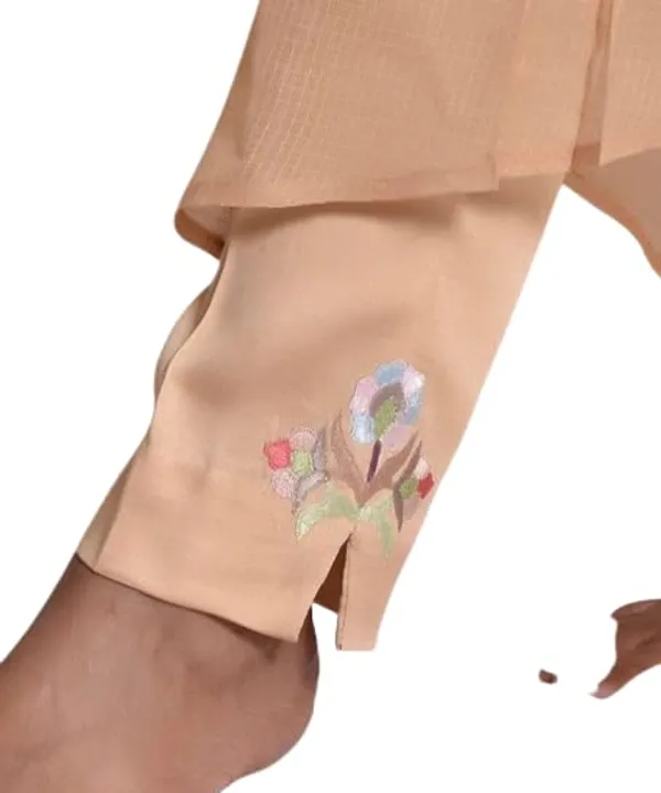 Women'S_Peach_Slim_Fit_Pants_With_Multi_Flower_Embroidery_|_Peach_|