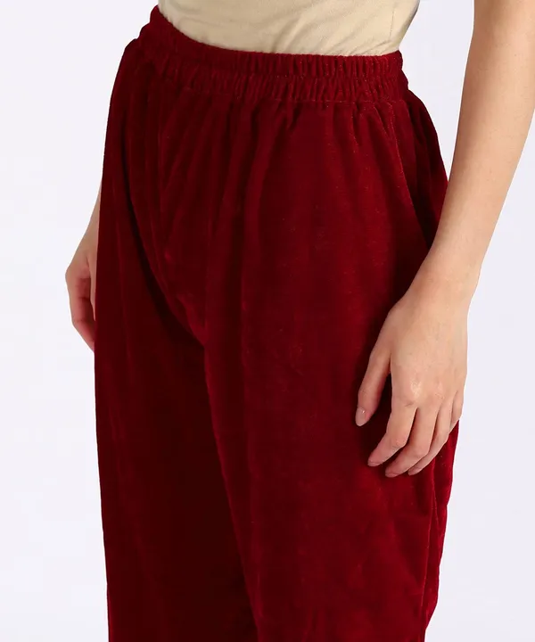 Women'S_Velvet_Kaftan_With_Fur_Details_Night_Suit_(Mahroon)_(202144)