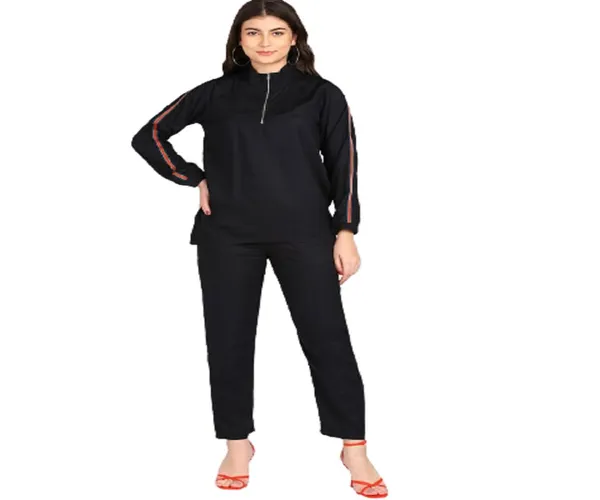 Women'S_Coord_Set_(Solid_Crepe_Tie-Up_Shirt_And_Bootcut_Pant_Set_Black)