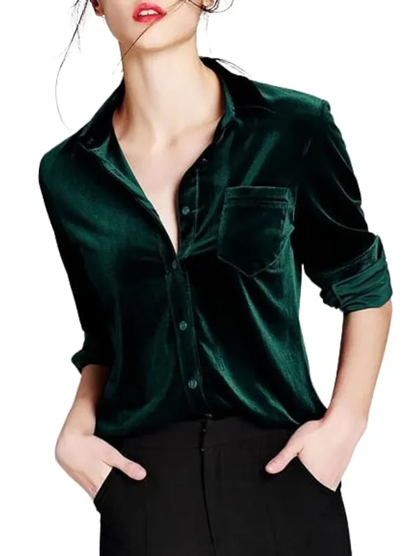 Popuppatka_Green_Women'S_Velvet_Top